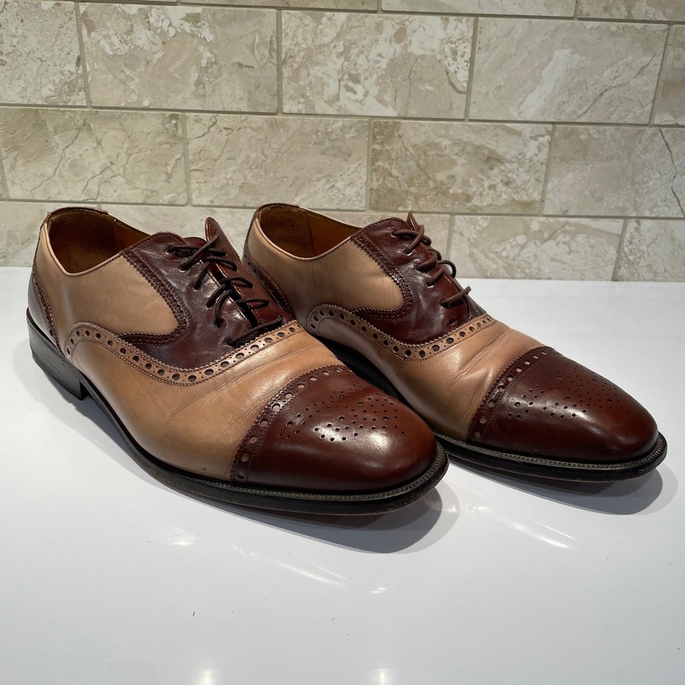 Church's Handmade Two Tone Leather Brogue Oxford Dress Shoes Brown 10.5 W
